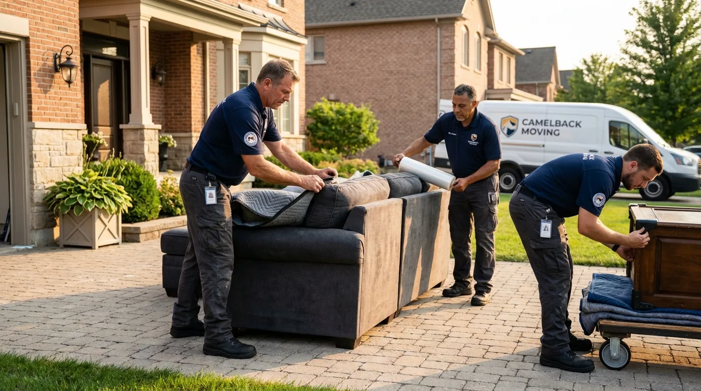 Large estate moving crew wrapping furniture in Winsted, MN