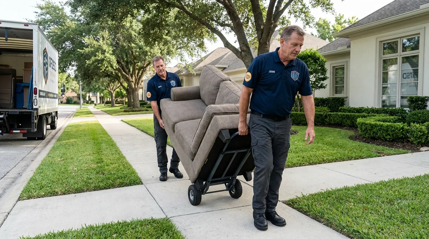 Local residential moving crew loading furniture in Winsted, MN